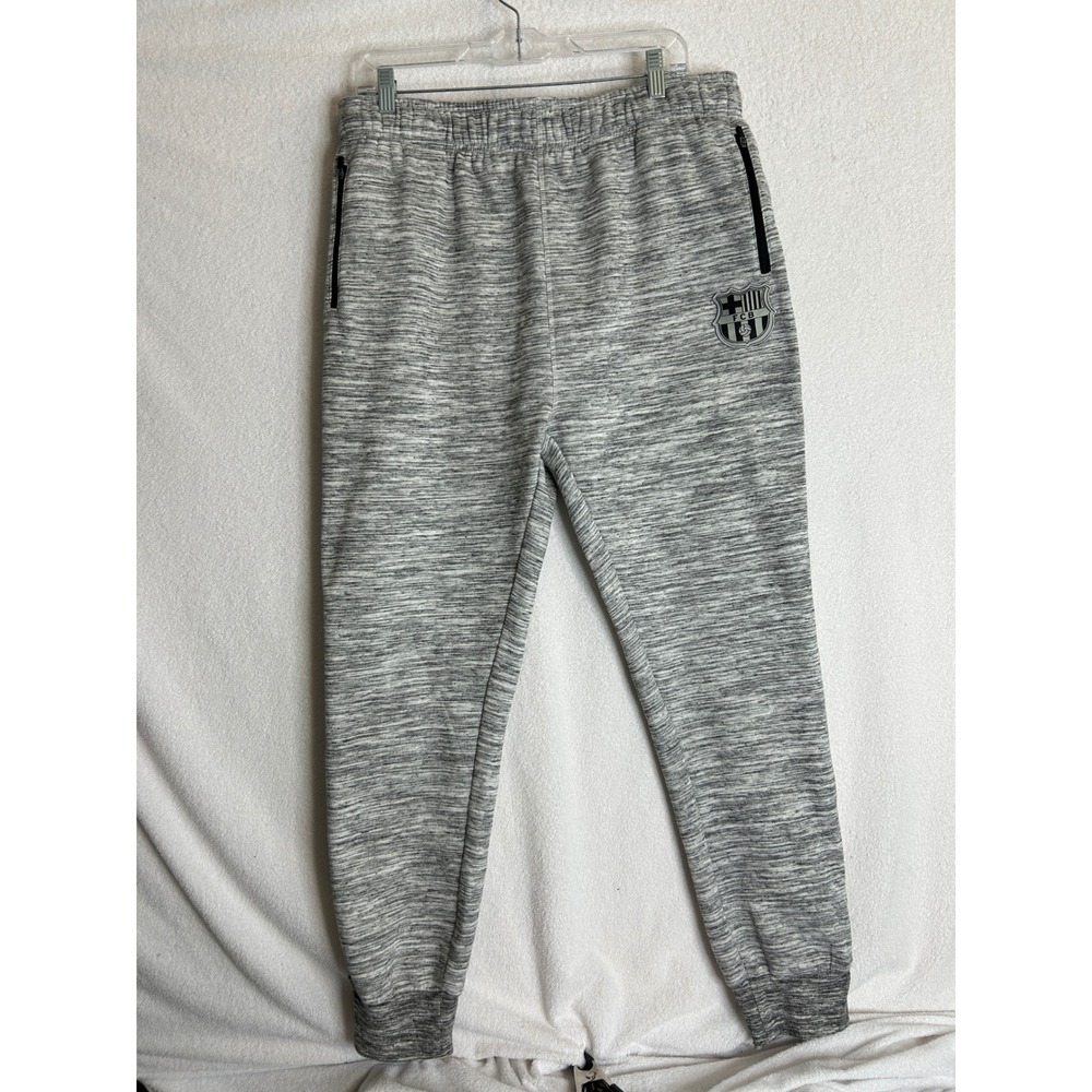 FC Barcelona FCB Grey Space Dye Joggers Mens XL Zipper Pockets Soccer Sweatpants